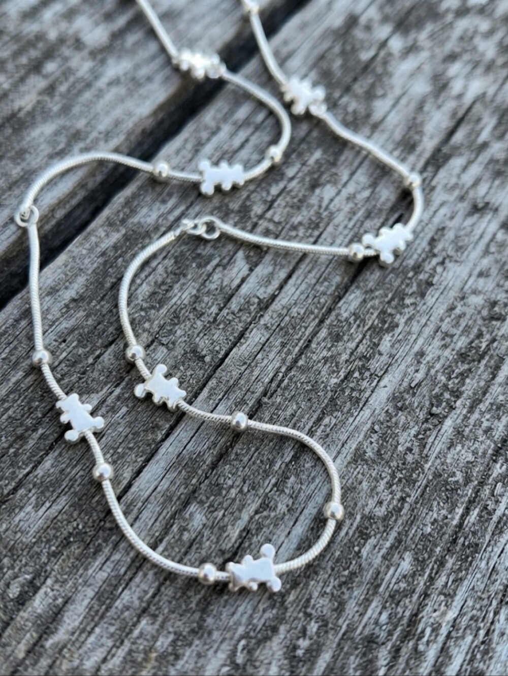 Sterling Silver Teddy Bear Charms Necklace